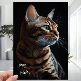Tarjeta Hermoso Gato Kitty De Bengala Feliz Cumpleaños