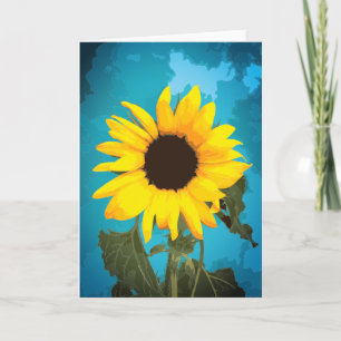 Tarjeta Hermoso Girasol con Blue Skys Flor Amarillo