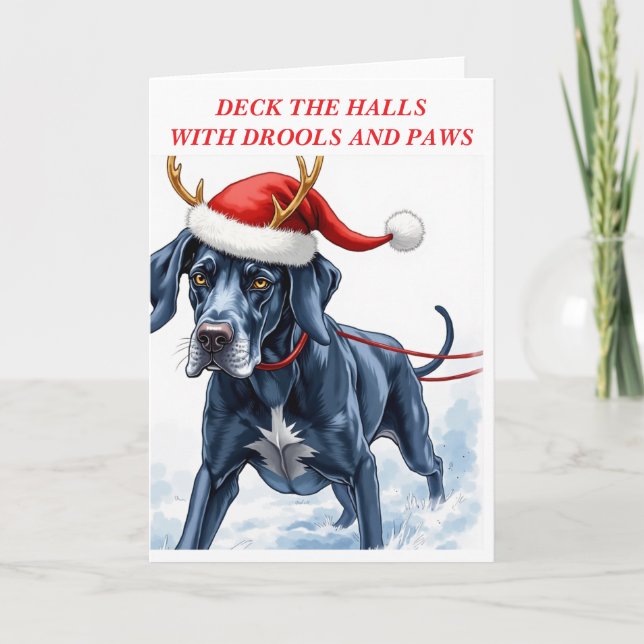 Tarjeta Hermoso Gran Danés Navidad  (Anverso)