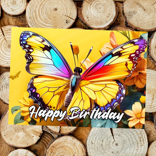 Tarjeta Hermoso Ilustracion mariposa Feliz cumpleaños (Thumbnail)