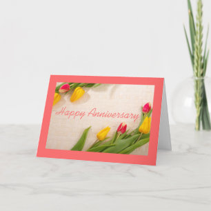 Tarjeta Hermoso naranja rosa tulipanes aniversario de flor