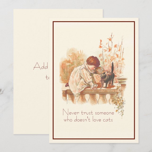 Tarjeta Hermoso niño rojo haitiano con una cita para gato  (Anverso / Reverso)
