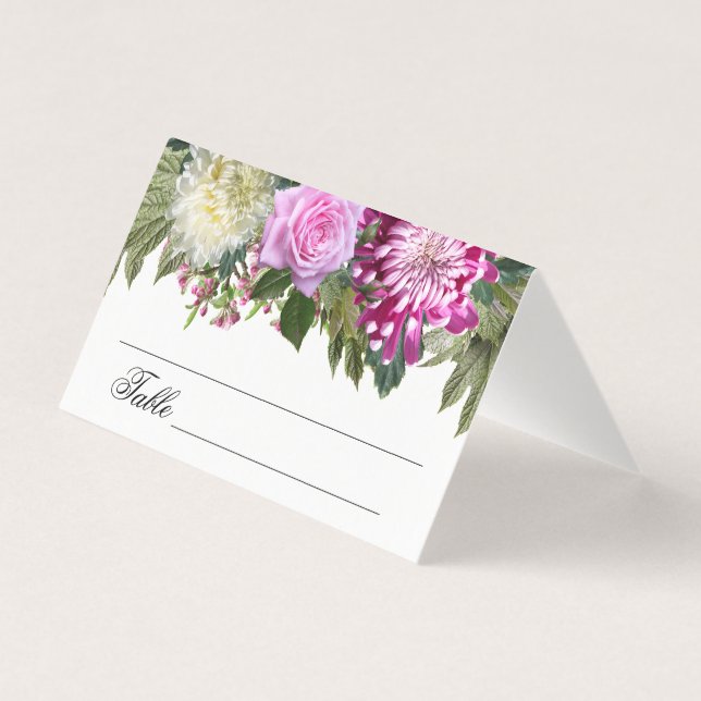 Tarjeta Hermoso número de mesa de flores rosadas (Reverso)