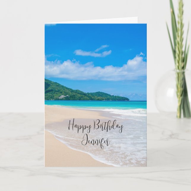 Tarjeta Hermoso Océano Tropical Escenario Playa Cumpleaños (Anverso)