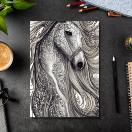 Tarjeta Hermoso Ornate Silver Gray Horse Cumpleaños