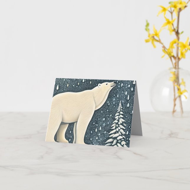 Tarjeta Hermoso oso polar ártico (flor amarilla)