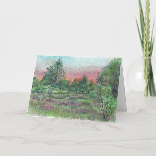 Tarjeta Hermoso paisaje Arte Árboles Feliz cumpleaños (Anverso)