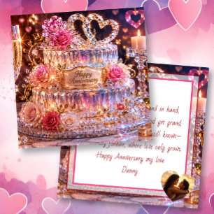 Tarjeta Hermoso pastel cristalino y poema de aniversario