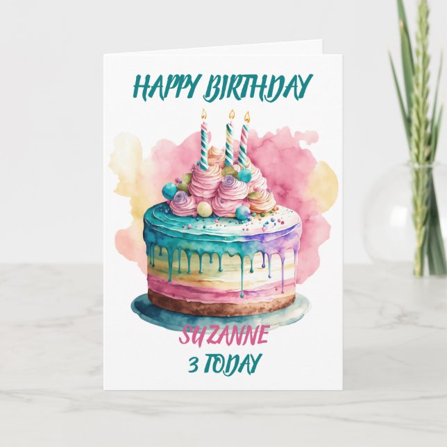 Tarjeta Hermoso pastel de cumpleaños (Anverso)