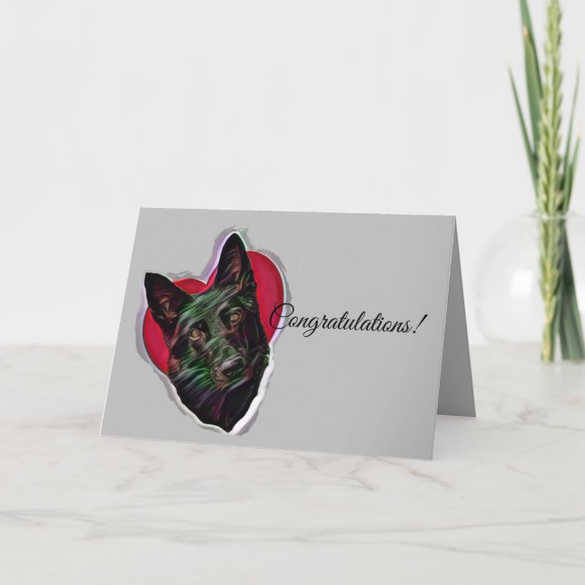 Tarjeta Hermoso Pastor Alemán Negro PopArt (Anverso)