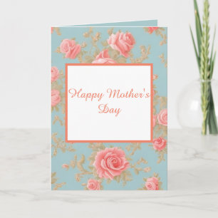 Tarjeta Hermoso patrón de rosa rosa Día de la Madre