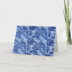 Tarjeta Hermoso patrón floral art nouveau azul