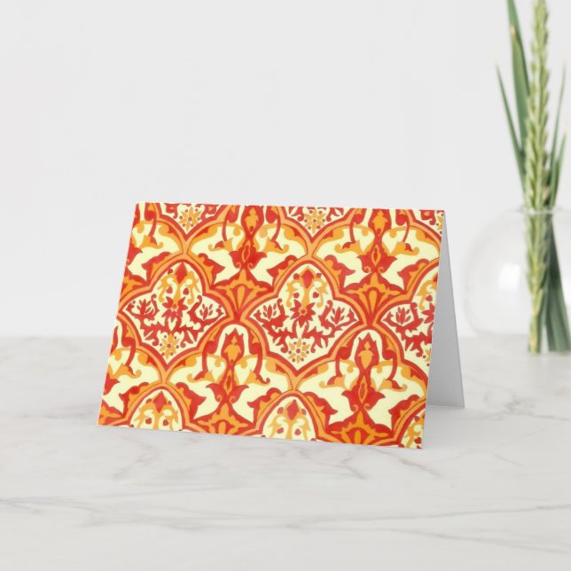 TARJETA HERMOSO PATRÓN - ROJO Y NARANJA (Anverso)