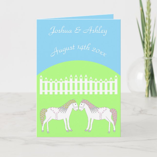 Tarjeta Hermoso Personalizado de caballos Boda blanco (Anverso)