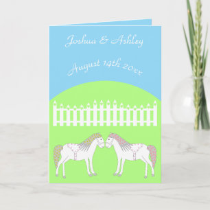 Tarjeta Hermoso Personalizado de caballos Boda blanco