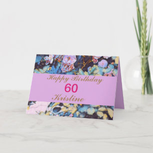 TARJETA HERMOSO PERSONALIZADO DE PEONÍAS 60º FELIZ CUMPLEA