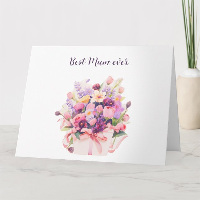 Tarjeta Hermoso ramo de flores Día de la Madre (Anverso)