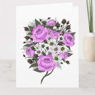 Tarjeta Hermoso ramo de rosas rosadas