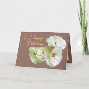 Tarjeta Hermoso ramo floral de rosa blanca chic para cumpl