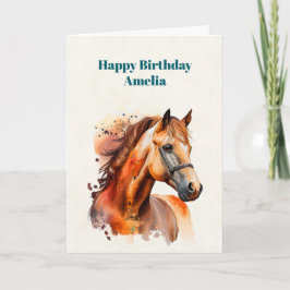 Tarjeta Hermoso retrato de caballo sorrel cumpleaños