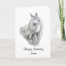 Hermoso retrato de lápiz de caballo Feliz cumpleañ