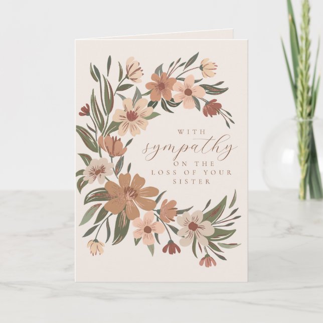 Tarjeta Hermoso spray floral Simpatía Pérdida de Hermana (Anverso)