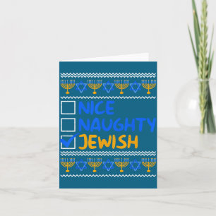Tarjeta Hermoso Travieso Judío Feo Suéter de Hanukkah Chan