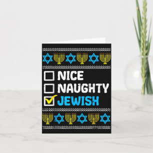 Tarjeta Hermoso Travieso Judío Feo Suéter de Hanukkah Chan
