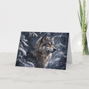 Tarjeta Hermoso Yule del Solsticio de Invierno del Lobo