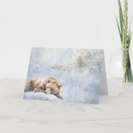 Tarjeta Hermosos Animales De Woodland Con Saludo De Nieve