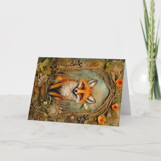 Tarjeta Hermosos animales de Woodland Wildlife Fox Greetin (Anverso)
