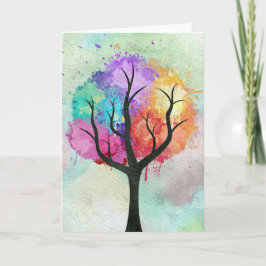 Tarjeta Hermosos colores pastel de árbol Resumen de pintur