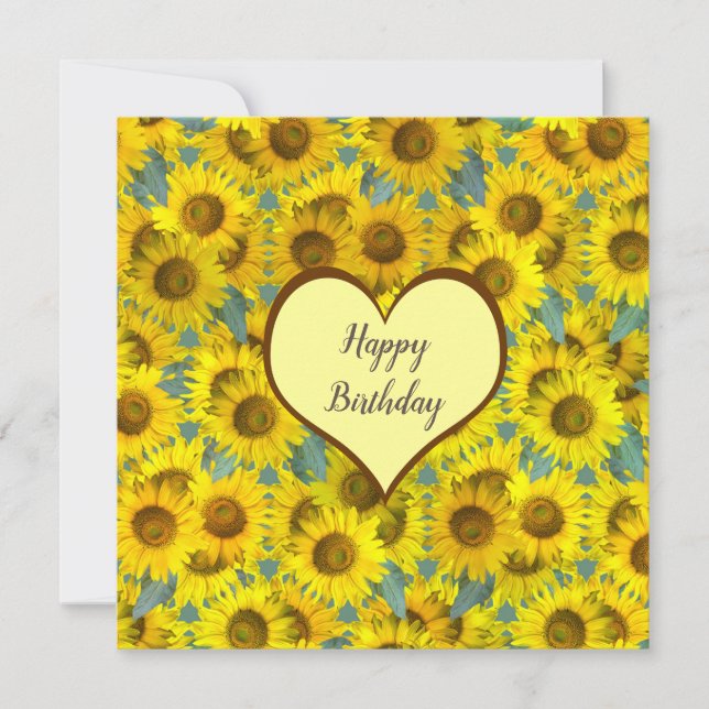 Tarjeta Hermosos girasoles - patrón floral, (Anverso)