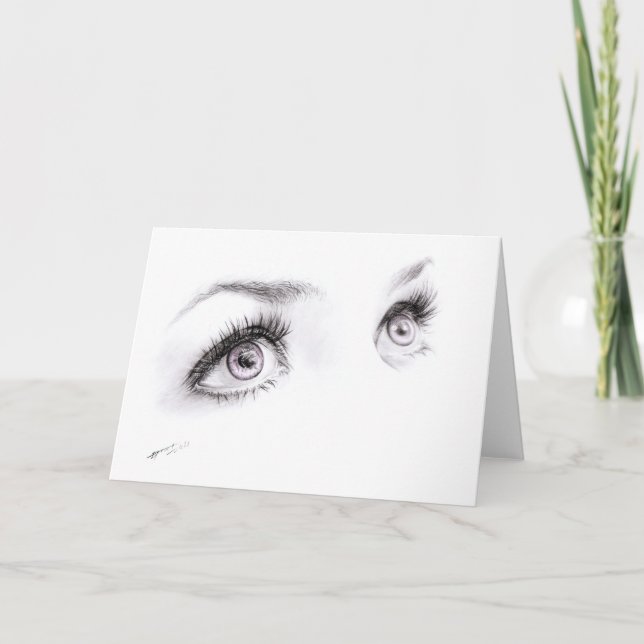 Tarjeta Hermosos ojos femeninos Dibujar arte Minimalista (Anverso)