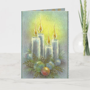 Tarjeta Hermosos Ornamentos Vintage de Velas de Navidad