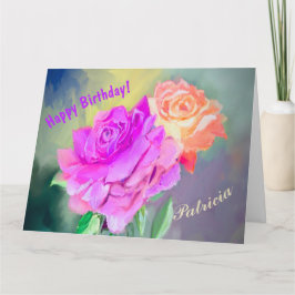Tarjeta Hermosos rosas pintados a mano para una ocasión es