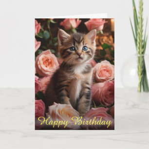 Tarjeta Hermosos sacudidores gatitos y elegantes rosas ros