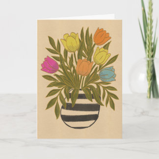 Tarjeta Hermosos Tulipanes Vintage