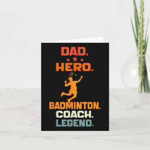 Tarjeta Héroe de papá entrenador de Badminton Leyenda Badm