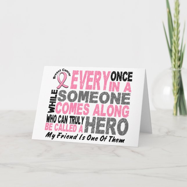 Tarjeta HÉROE VIENE CON 1 Amigo CÁNCER DE MAMA (Anverso)