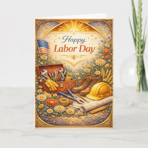 Tarjeta Herramientas Florales Feliz Día del Trabajo