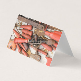 Tarjeta Herramientas Herramienta Antiguo Hombre Rojo Rústi