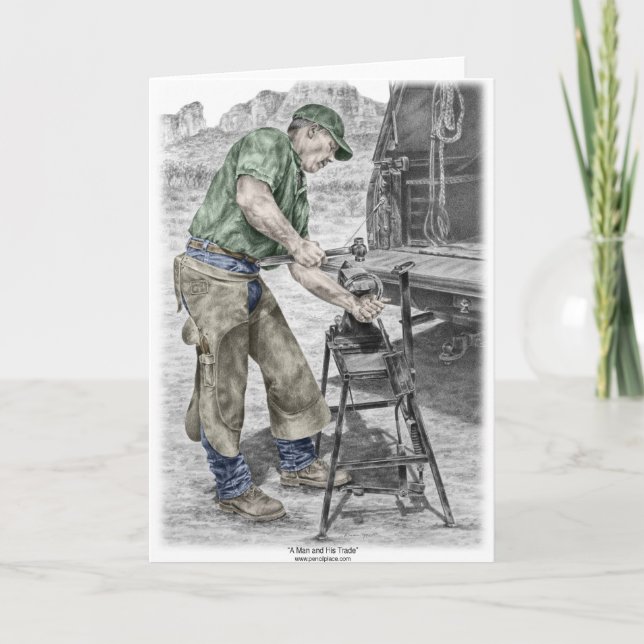 Tarjeta Herrero del herrador que usa el yunque (Anverso)