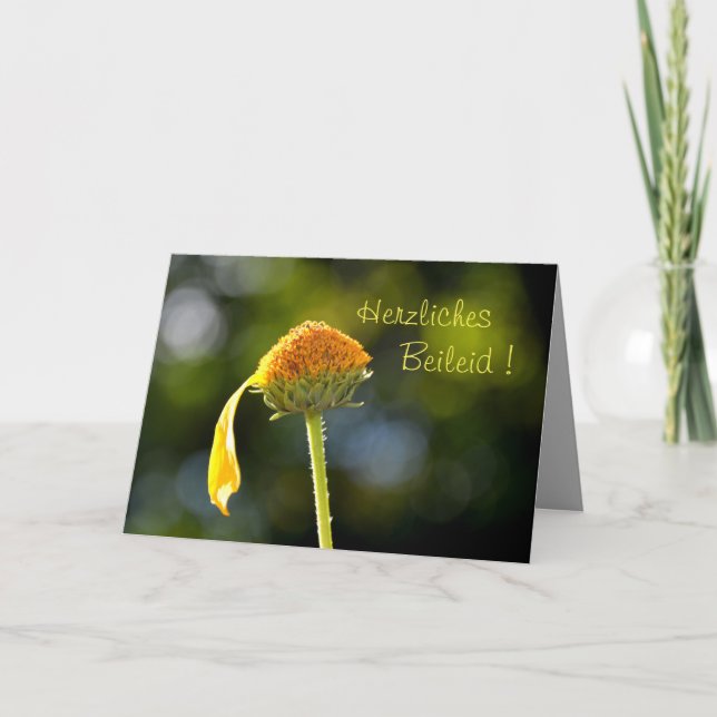 Tarjeta Herzliches Beileid ! Mit gelber Blüte (Anverso)