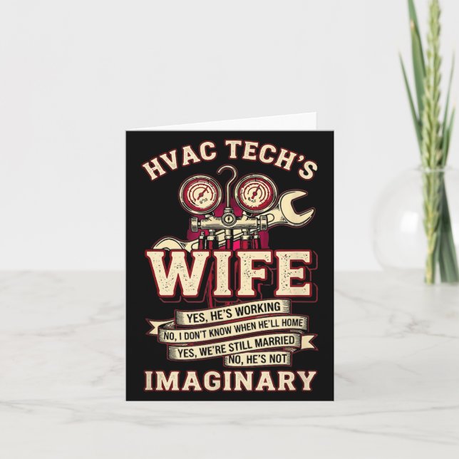 Tarjeta He's Not Imaginary Funny Hvac Tech Wife Women Girl (Anverso)