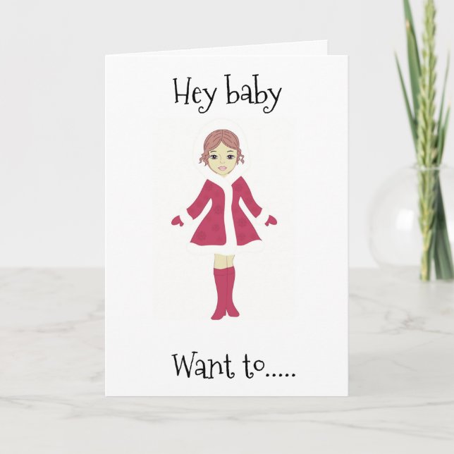 TARJETA HEY BABY **QUIERE CONOCERME BAJO EL MISTLETO?*** (Anverso)