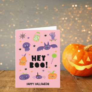 Tarjeta ¡Hey Boo! Caracteres de Halloween de Personalizado
