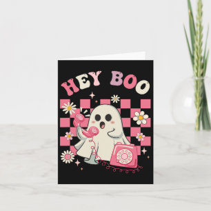 Tarjeta Hey Boo Groovy Cute Ghost Funny Halloween Mujeres