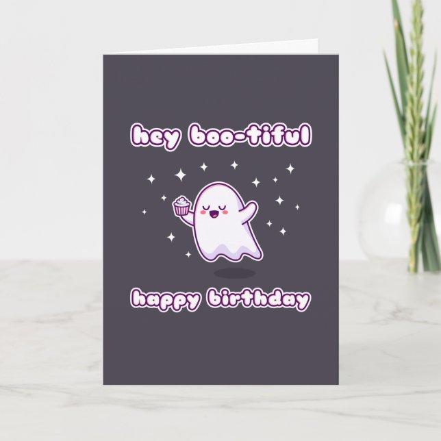 Tarjeta Hey Boo-tiful Happy Birthday Pun Card (Anverso)