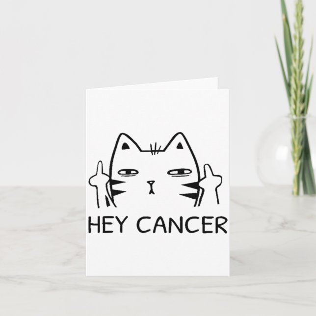 Tarjeta Hey Cancer F Funny Cat Middle Finger For Men Women (Anverso)